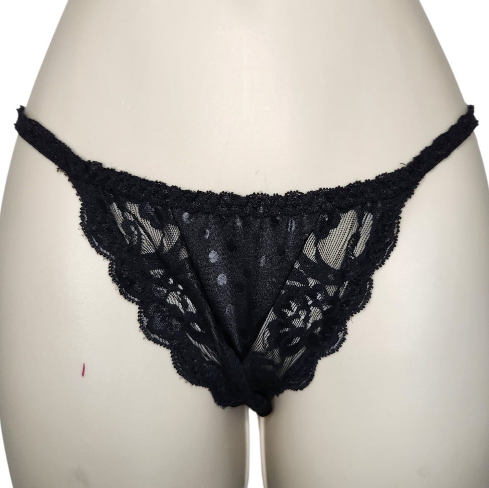 Vintage Valentino Intimo Lace Panty Made in USA Black Small Designer Archive